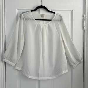 J.Crew Factory Sheer White Checked Top